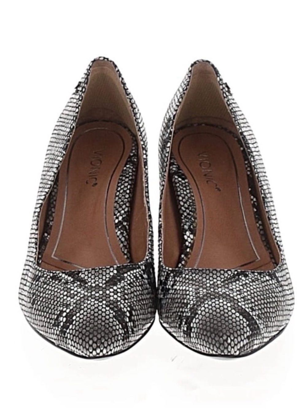 Vionic Black & White Snake-Print Women's Heels